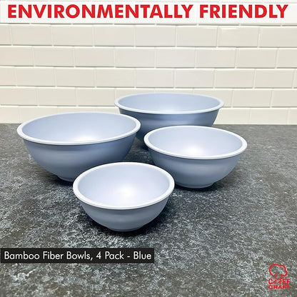 Chef Craft Eco Bamboo Fiber Mixing Bowl Set, 4 Piece Set, Blue