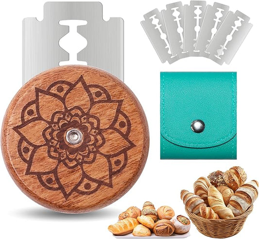 UFO Bread Lame Cutter for Homemade Sourdough,Bread Scorer Tool for Sourdough with 5 Blades and Case,Slashing Tool Bread Cutting Knife for Artisan Bread and Baguette Makers,Lotus-teal by Unknown