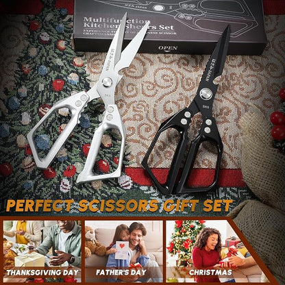 Huusk Kitchen Shears Set, Heavy Duty Poultry Shears, Japanese Kitchen Scissors for Meat, Chicken Bones, and Turkey, Christmas Gifts for Men Women - Image 7