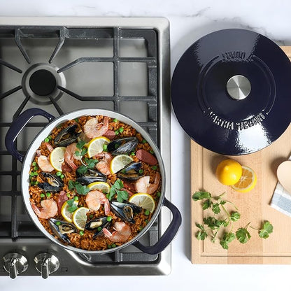 Martha Stewart Gatwick 7 QT Enamel Cast Iron Dutch Oven – Navy Blue, Heavy-Duty Durable Dutch Oven for Slow Cooking, Braising, and Baking - Image 2