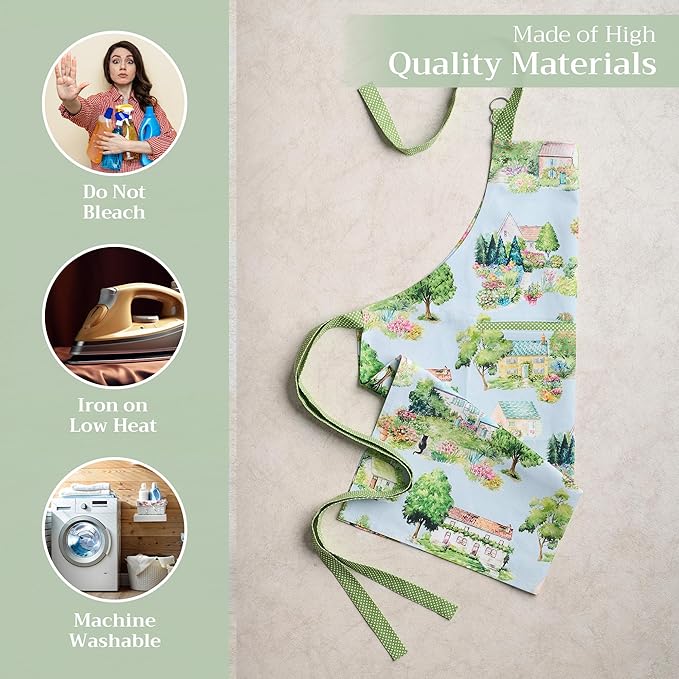 Maison d' Hermine 100% Cotton Apron for women with Pocket Kitchen Chef Apron for Men Cooking Mothers Day Gifts
