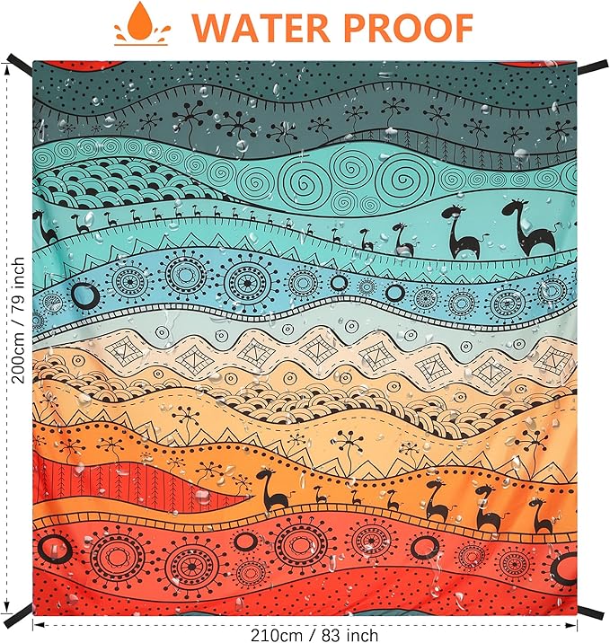 WIWIGO Beach Blanket Waterproof Sandproof Beach Mat 79" X 83"/10'x9'for 2-8 Adults Quick Drying Outdoor Picnic Mat Beach Accessories for Travel, Camping, Hiking - Image 2