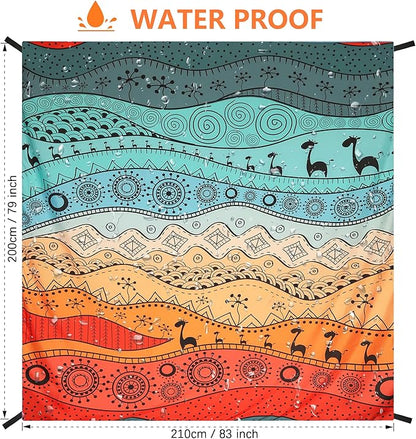 WIWIGO Beach Blanket Waterproof Sandproof Beach Mat 79" X 83"/10'x9'for 2-8 Adults Quick Drying Outdoor Picnic Mat Beach Accessories for Travel, Camping, Hiking - Image 2