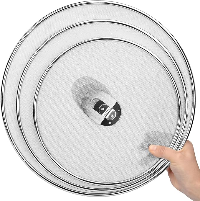 3 Pack Splatter Screen for Frying Pan 13" 11.5" 9.8" Stainless Steel Grease Splatter Guard Ultra Fine Mesh Lids with Fold Flat Knob Set for Prevent Oil Splatter - Image 8