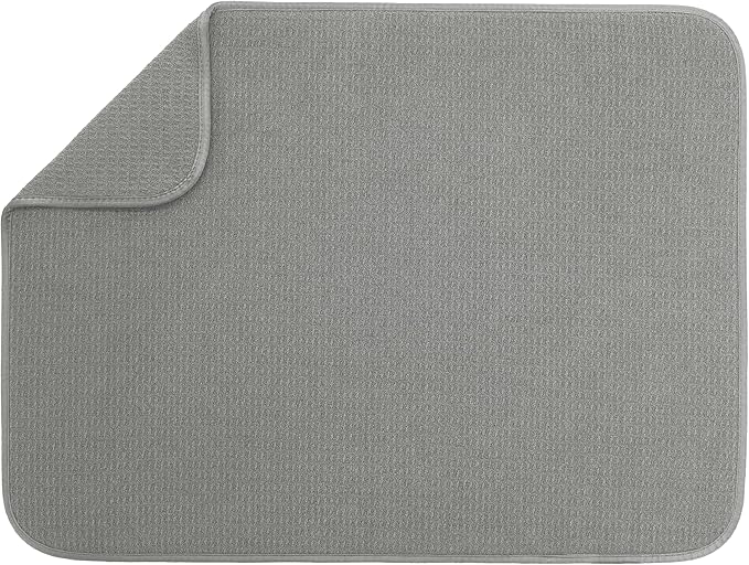 S&T INC. Dish Drying Mat XL, 18” x 24”, Absorbent Microfiber Kitchen Counter Mat, Dish Drying Pad for Dishes, Utensils, Pots and Pans, Extra Large, Grey by STINC