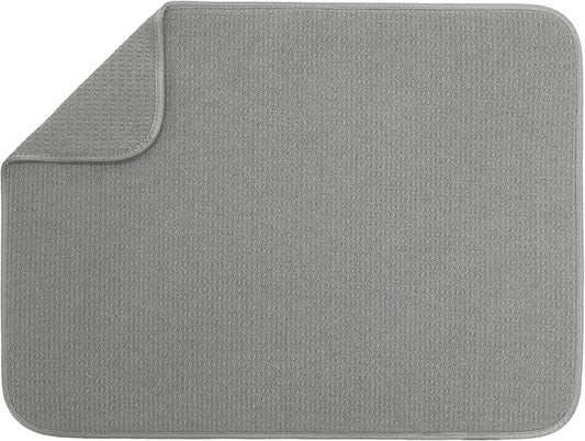 S&T INC. Dish Drying Mat XL, 18” x 24”, Absorbent Microfiber Kitchen Counter Mat, Dish Drying Pad for Dishes, Utensils, Pots and Pans, Extra Large, Grey by STINC