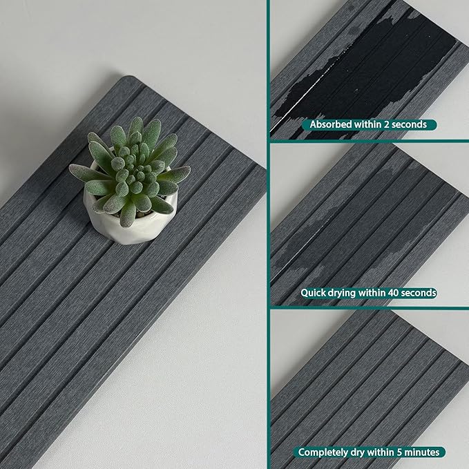 NiuYichee 2 PCS Water Absorbent diatomite Coasters, 12" x 5.5" Water Absorbing Stone Tray for Sink, Stone Drying mat for Kitchen Counter, Stone soap Tray Used for Hand Soaps & toiletries & Plants - Image 5