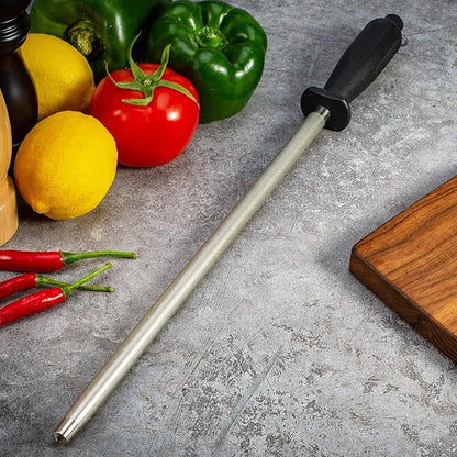 Knives Sharpener Knives Sharpening Honing Rod ALLWIN HOUSEWARE Knives Carbon Honing Steel for Chef Knives Daily Edge Maintenance Non‑Slip Handle with Anti‑Slip Metal Tip for Kitchen Cooking Gift - Image 6