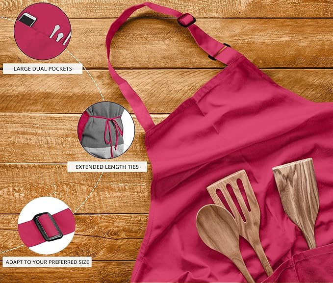 Utopia Kitchen 10 Pack Bib Apron Adjustable with 2 Pockets, Water and Oil Resistant, Cooking Kitchen Chef Apron for Women Men - Image 3