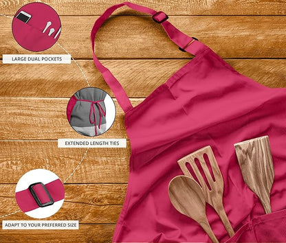 Utopia Kitchen 10 Pack Bib Apron Adjustable with 2 Pockets, Water and Oil Resistant, Cooking Kitchen Chef Apron for Women Men - Image 3