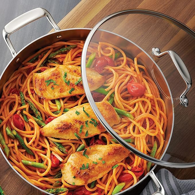 Tramontina Tri-Ply Clad Stainless Steel 6-Quart Braiser Pan with Glass Lid, Induction-Ready, Dishwasher-Safe, NSF-Certified - Image 2