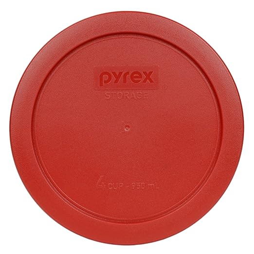 Pyrex 7201-PC Round 4 Cup Storage Lid for Glass Bowls (1, Poppy Red) by Pyrex