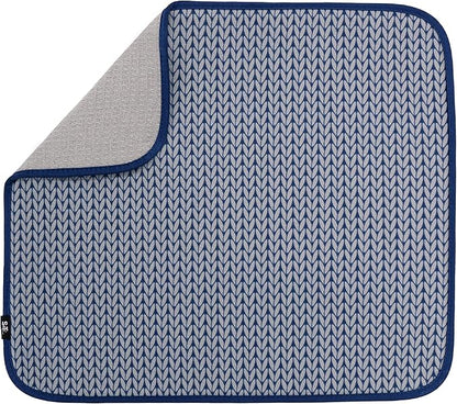 S&T INC. Dish Drying Mat, 16” x 18”, Absorbent Microfiber Kitchen Counter Mat, Dish Drying Pad for Dishes, Utensils, Pots and Pans, Large, Blue Stockinette by STINC