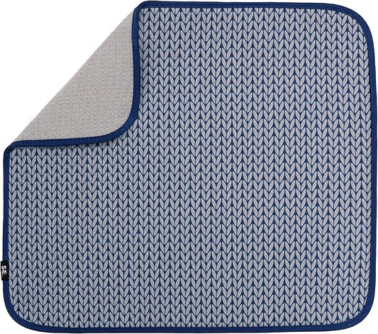 S&T INC. Dish Drying Mat, 16” x 18”, Absorbent Microfiber Kitchen Counter Mat, Dish Drying Pad for Dishes, Utensils, Pots and Pans, Large, Blue Stockinette by STINC
