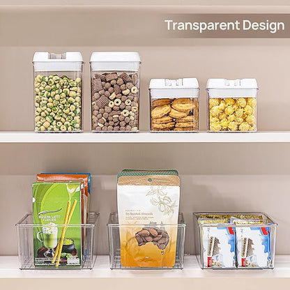 Vtopmart 10 Pack Food Storage Organizer Bins, Clear Plastic Bins for Pantry, Kitchen, Fridge, Cabinet Organization and Storage, 4 Compartment Holder Packets, Snacks, Pouches, Spice Packets - Image 4