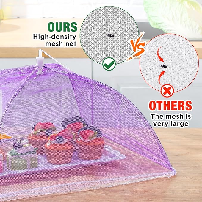 Tanlade 16 Pcs Mesh Food Cover Food Tent Set Reusable Collapsible Pop up Food Nets for Outdoors Summer Party Picnic, 2 Pcs 40" x 24", 4 Pcs 17" x 17", 5 Pcs 14" x 14", 5 Pcs 12" x 12" (Colorful)