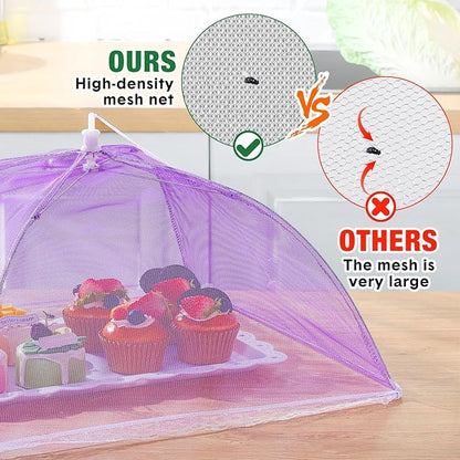 Tanlade 16 Pcs Mesh Food Cover Food Tent Set Reusable Collapsible Pop up Food Nets for Outdoors Summer Party Picnic, 2 Pcs 40" x 24", 4 Pcs 17" x 17", 5 Pcs 14" x 14", 5 Pcs 12" x 12" (Colorful)