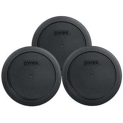 Pyrex 7201-PC 4 Cup Black Food Storage Replacement Lid (3-Pack) - Made in USA by Pyrex