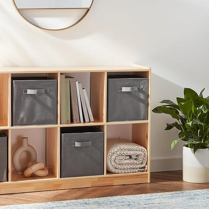 Amazon Basics Collapsible Fabric Storage Cubes Organizer with Handles, Sturdy, Foldable, Space-Saving, 10.5"x10.5"x11", Gray, 6-Pack - Image 5