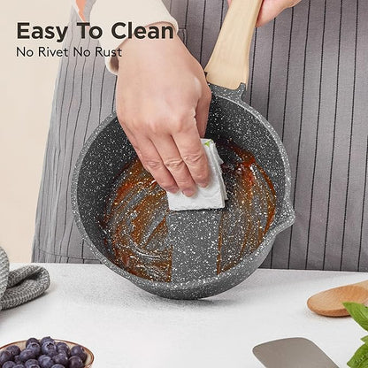 Sauce Pan Set with Lids,Nonstick Small Cooking Pots 1.5Qt&3Qt,Lightweight Non Stick Pots with Glass Lids for Fast Heating,Induction Compatible