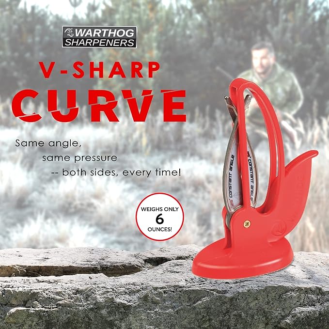 Warthog V-Sharp CURVE Professional Knife Sharpener System, 25 Degree Angle Knife Sharpener, 325 Grit Diamond Hones, Kitchen Tools, Easy to Use, Lightweight, No Adjustments, Ultra Compact, Red - Image 5