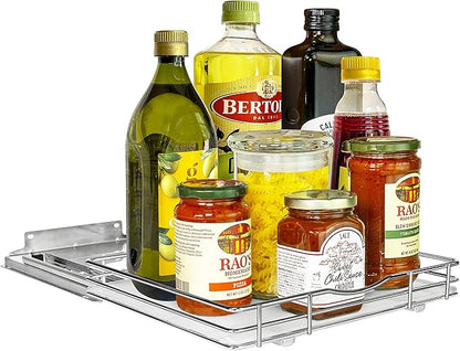 LYNK PROFESSIONAL® Pull Out Spice Organization for Cabinets - 12-3/8 inch Wide – Spice Rack for Inside Cabinets, Slide Out Spice Rack Organizer for cabinet – Pull Out Spice Rack, Sliding 1 Tier Chrome - Image 7