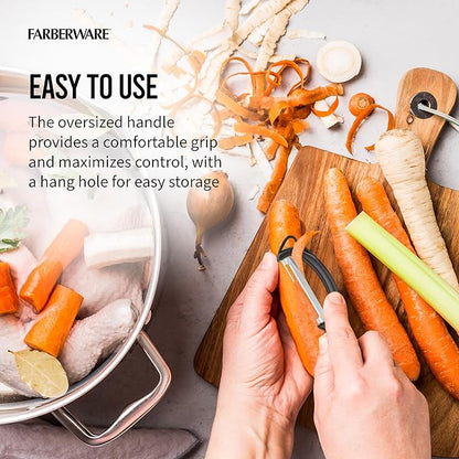 Farberware Pro2 Vegetable Peeler, Euro Peeler with Razor-Sharp Stainless Steel Blade, Swivel Peeler for Potatoes, Fruits, and Vegetables, Built-In Bud Remover, Dishwasher Safe - Image 5