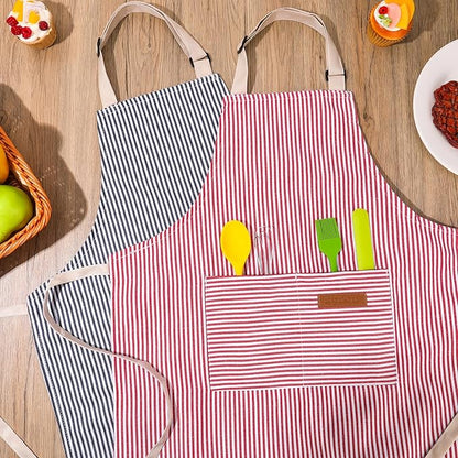2 Pack Stripes Kids Apron, Kids Cooking Aprons with 2 Pockets, Cute Aprons for Cooking for Boys and Girls