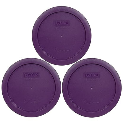 Pyrex 7201-PC 4-Cup Purple Food Storage Replacement Lid (3-Pack) - Made in USA by Pyrex