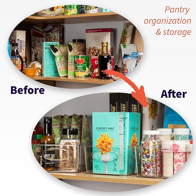 ClearSpace Plastic Pantry Bins with Removable Dividers - Kitchen Storage and Organization (4 Pack) - Image 2
