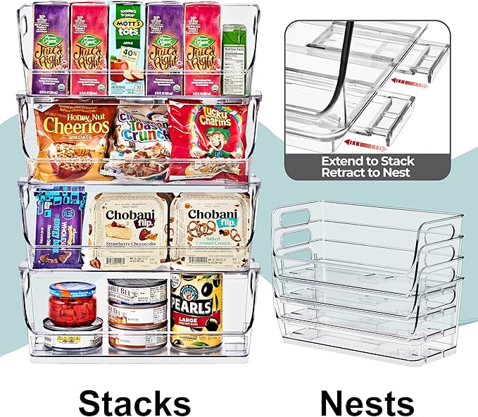 Sorbus Stackable Storage Bins Open Front, Clear Stackable Storage Bins, Pantry Bins for Storage and Organization, Acrylic Stackable Bins for Kitchen, Clear Pantry Organizer Bins (Small Wide 2 Pack) - Image 6
