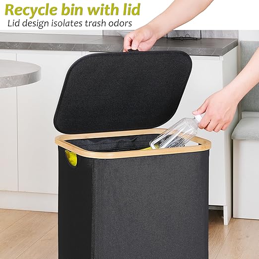 efluky Recycling Bin Holder 100L, 26 Gallon Trash Can with Lid, Garbage Bag Holder for Yellow Bags, Easy Removal, (Inner Bag Not Included) -Black - Image 5