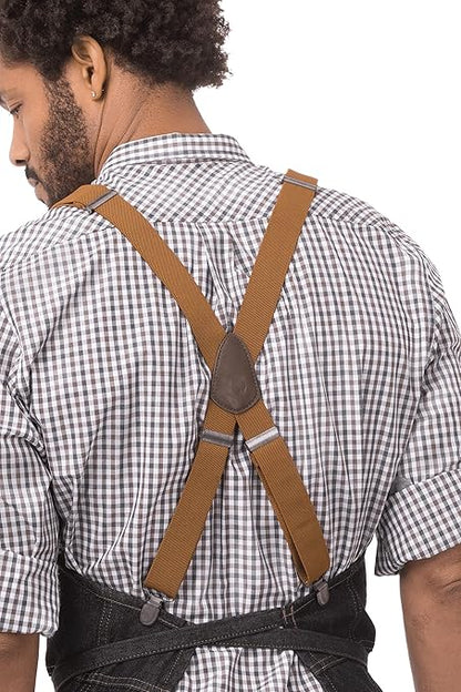 Chef Works Unisex Berkeley Bib Apron, Black W/Desert Sand Suspenders, One Size