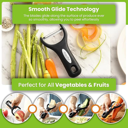 Spring Chef Stainless Steel Y Shaped Vegetable Peeler for Kitchen - Heavy Duty Potato Peeler with Ultra Sharp Blades & Soft Grip Handle for Apple, Carrot, Cucumber, Veggie, Fruit, Citrus - Black - Image 5