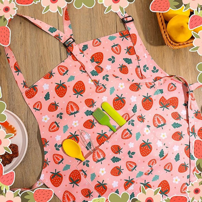 2 Pack Kids Apron, Cute Cooking Aprons, Waterproof Art Apron with Pockets, Toddler Painting Artist Apron Adjustable