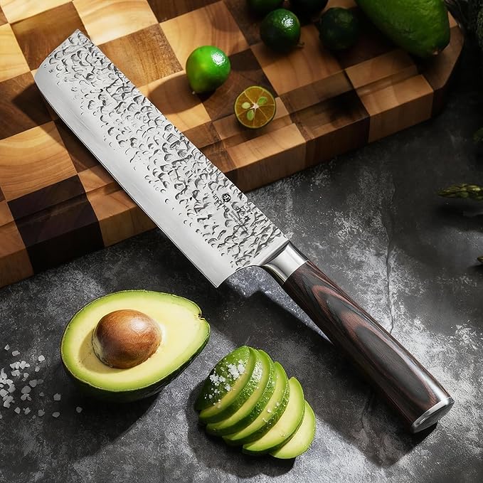imarku Nakiri Knife,7 Inch High Carbon Stainless Steel Japanese Chef Knife,Razor Sharp Chopping Vegetable and Meat Cleaver Kitchen Knife with Ergonomic Handle,Mothers Day Gifts for Mom - Image 3