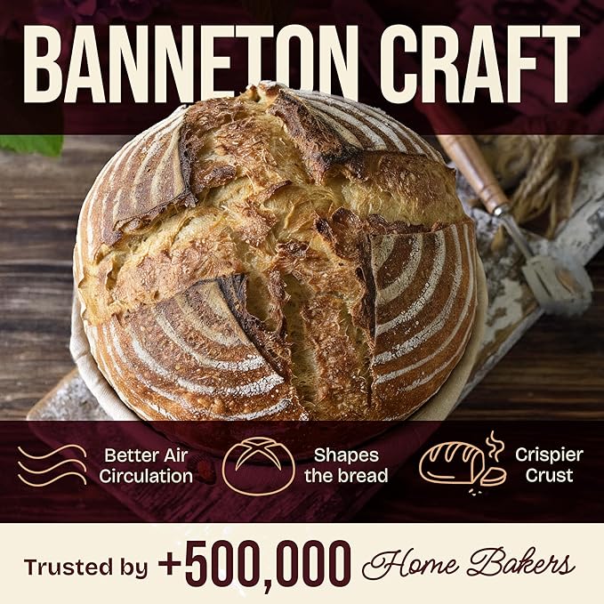 Superbaking 2 pcs Banneton Bread Proofing Basket, 9" Splinter-Free Round Rattan Bread Basket with Liners, Sourdough Starter Kit, Sourdough Bread Baking Supplies & Sourdough Kit, Bread Making Tools - Image 6