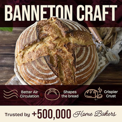 Superbaking 2 pcs Banneton Bread Proofing Basket, 9" Splinter-Free Round Rattan Bread Basket with Liners, Sourdough Starter Kit, Sourdough Bread Baking Supplies & Sourdough Kit, Bread Making Tools - Image 6