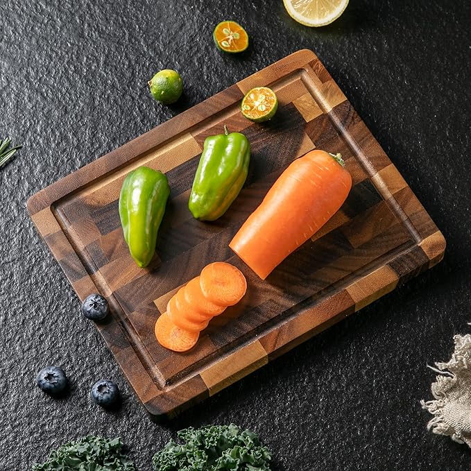THETCHRY Walnut Wood Small Cutting Board, Compact Chopping Board with Deep Juice Groove, Knife Friendly & Non-Slip Design, 10x8x0.8 Inch for Fruit Cheese Prep - Image 2
