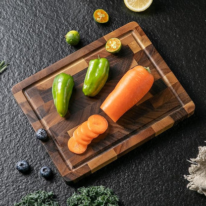 THETCHRY Walnut Wood Small Cutting Board, Compact Chopping Board with Deep Juice Groove, Knife Friendly & Non-Slip Design, 10x8x0.8 Inch for Fruit Cheese Prep - Image 2