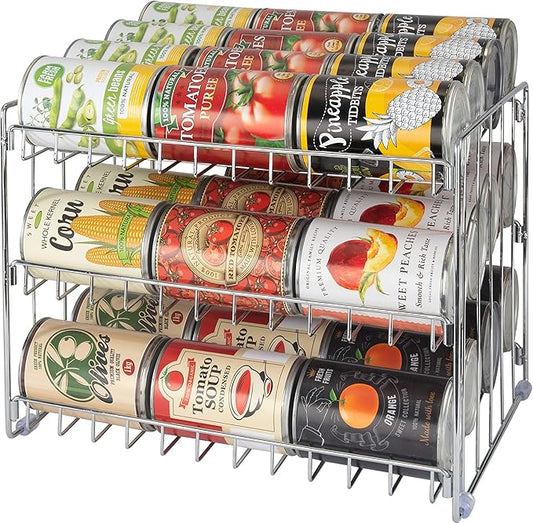Kitchen Details 3 Tier Can Organizer | Canned Food Storage Rack | Kitchen Cabinet and Pantry Organization-| Holds 36 Cans - Space Saving - Chrome,(Pack of 12) by KitchenDetails