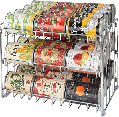 Kitchen Details 3 Tier Can Organizer | Chrome Steel Canned Food Storage Rack | Holds 36 Cans | Space-Saving Pantry & Cabinet Storage Solution | Easy Access to Canned Goods | Freestanding Design by KitchenDetails