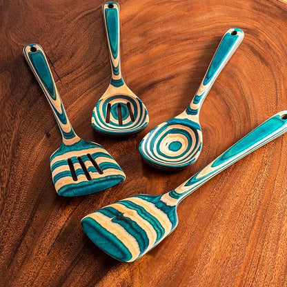 Totally Bamboo Baltique Mykonos Collection 4 Piece Cooking Utensil Set, Ready for Nonstick