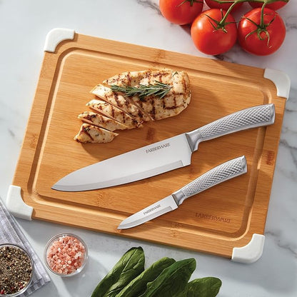 Farberware Nonslip Bamboo Cutting Board with Juice Groove, 11x14 Inch, White - Image 8