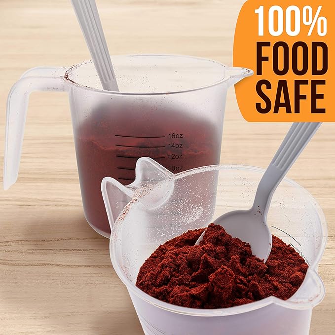 U.S. Kitchen Supply Plastic Measuring Cups with Handles - 16 oz (500 ml) Liquid Measuring Cup Set of 6 - Clear Microwave Safe Kitchen Cups - Measure in mL or Ounces, Measurement Cup for Cooking - Image 5