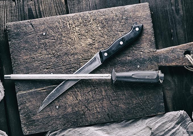 Professional Carbon Steel Black Knife Sharpening Steel, Black 12 Inch - Image 7