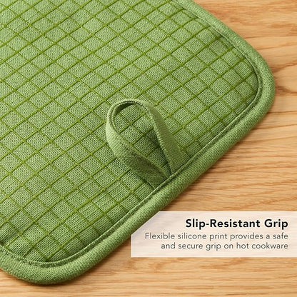 KITCHENAID Gourmet Series Gridlines Pot Holders 2-Pack Set, Heat Resistant up to 600°F, Soft Silicone Grip, Magnetic Cuff, Matcha Green, 8"x8" - Image 7