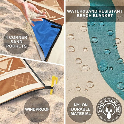 WIWIGO Beach Blanket Waterproof Sandproof Beach Mat 79" X 83"/10'x9'for 2-8 Adults Quick Drying Outdoor Picnic Mat Beach Accessories for Travel, Camping, Hiking - Image 3