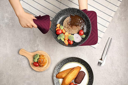 Oven Pot Holder with Pocket Cotton Heat Resistant Coaster Potholder Kitchen Hot Pad Oven Mitts for Cooking Square 7"x9"Set of 5 (Burgundy red, 5) - Image 5
