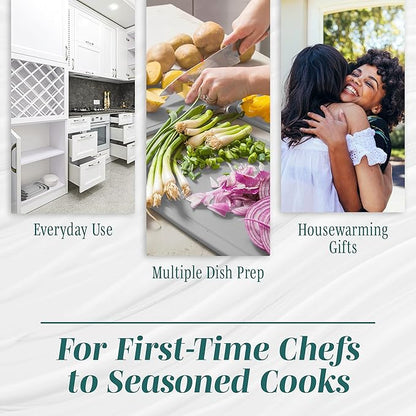 Cutting Boards for Kitchen - BPA-Free Chopping Board - Different Sizes & Non Slip Handles - Reversible, Large Cutting Board Set - Unique Gifts for Cooks Who Have Everything - 3-Pack Gray/Gray - Image 8